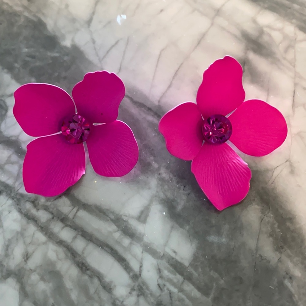 Pink flower studs
